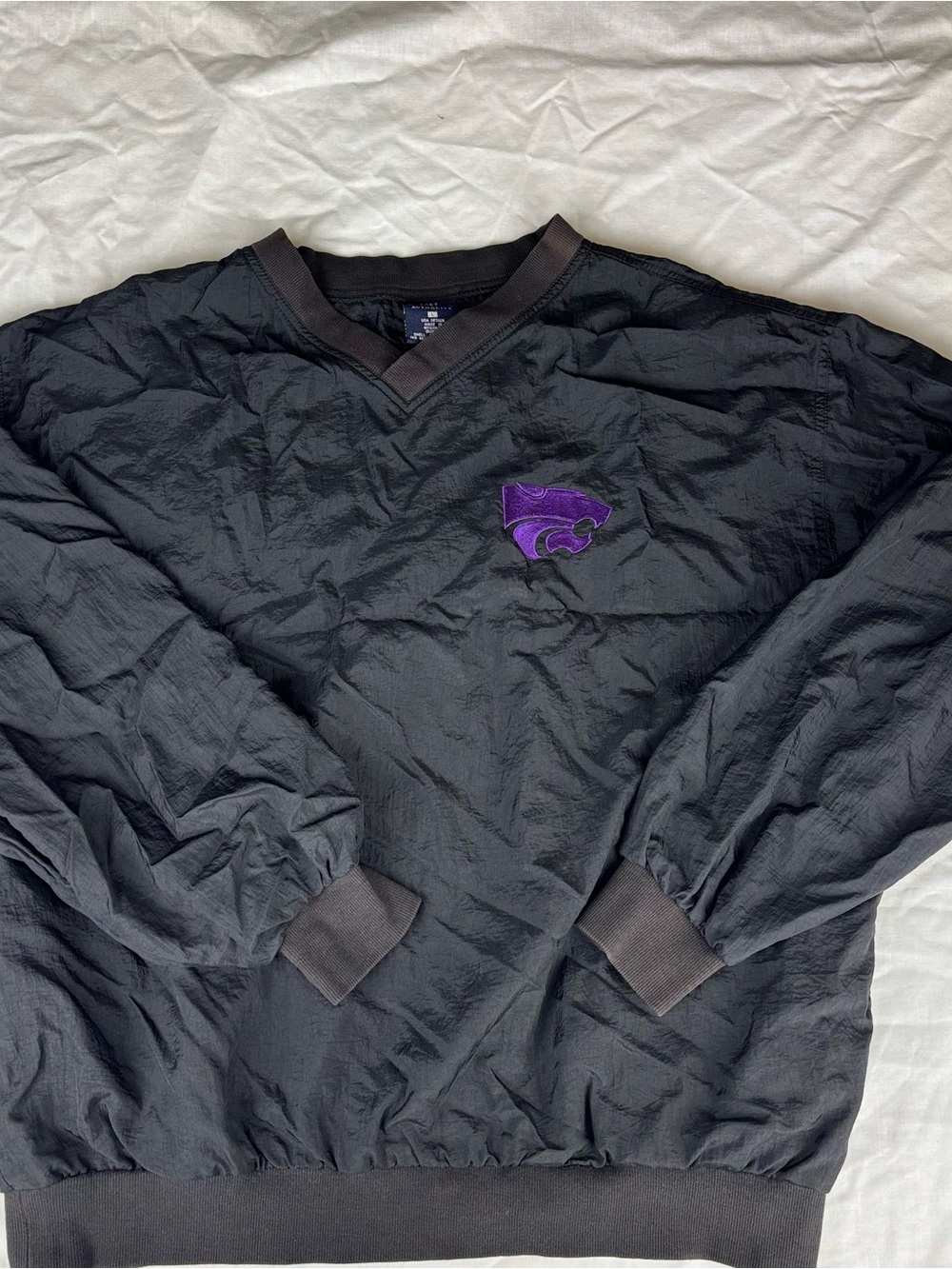 Port Authority Black Pullover with Purple Embroidered Logo Kansas State Wildcats